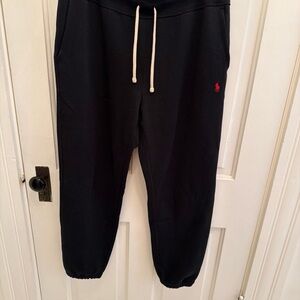 Polo Ralph Lauren Double Knit Jogger Pants Black Mens Pockets Large